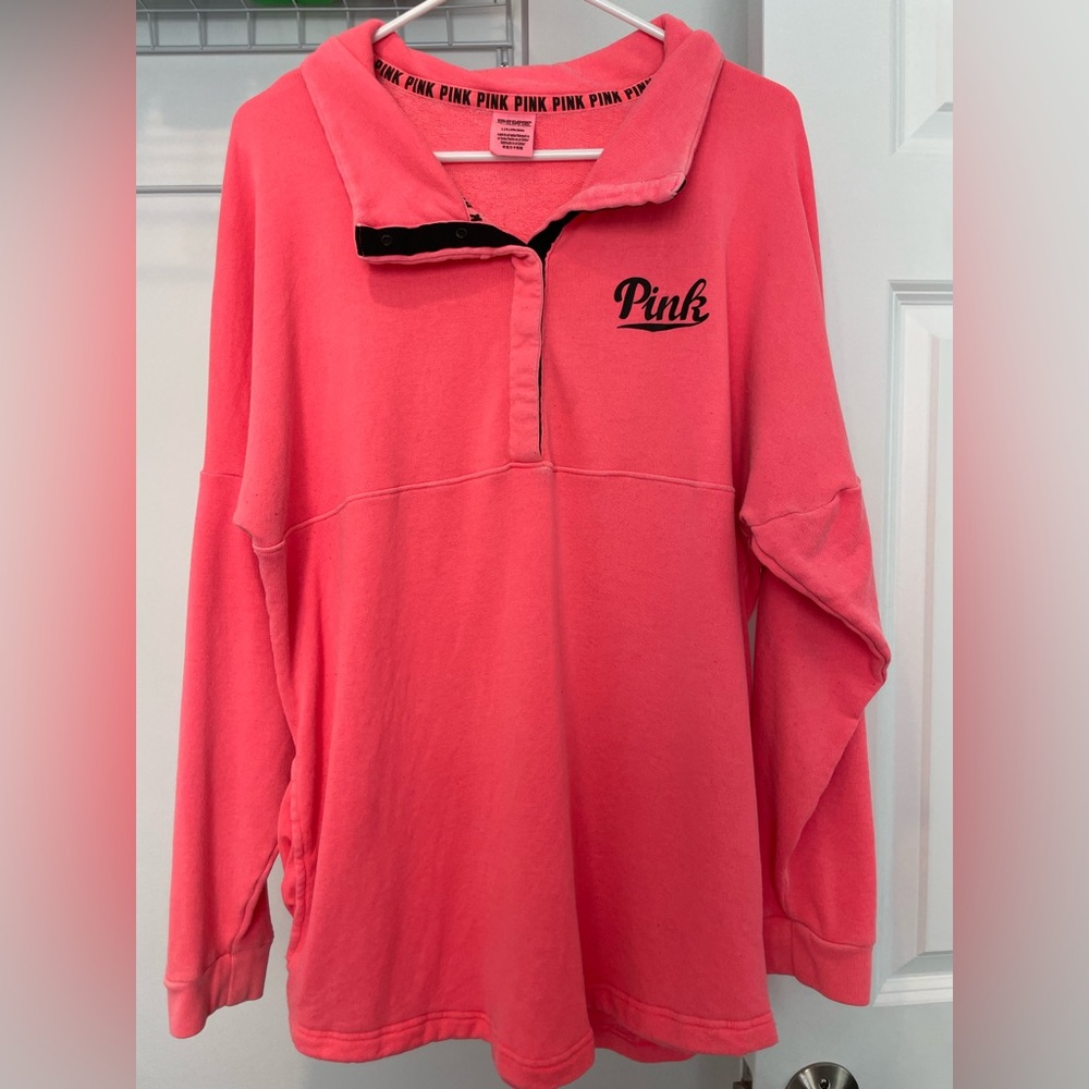 VS Pink quarter-snap sweatshirt. Size L.